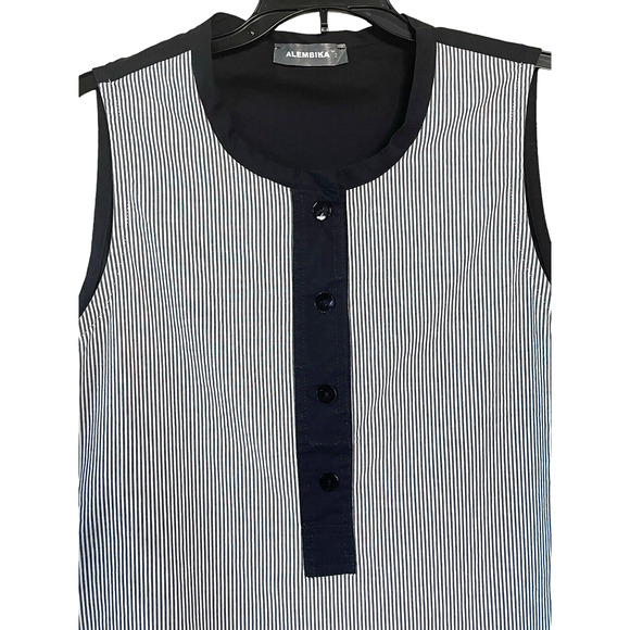 ALEMBIKA Women's Size US 6-8 Black Brown Pullover Sleeveless Cotton Top Israel - Picture 2 of 7